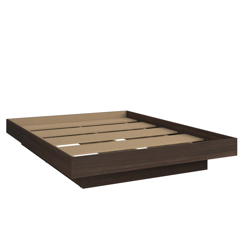 Chambre Zen Kappa - Lit plateforme seulement - Assemblage facile, aucun sommier requis, Noyer
