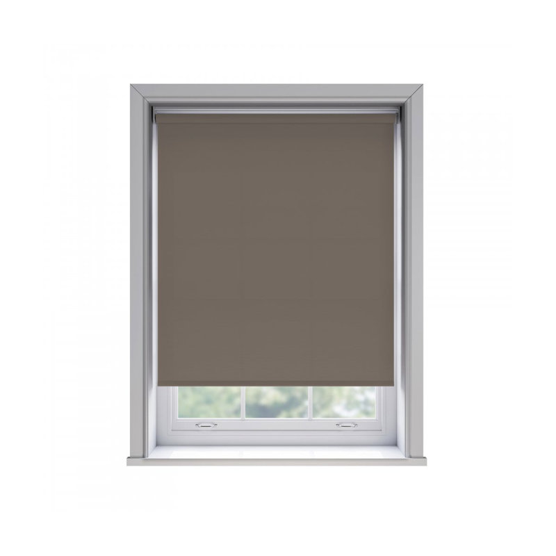 No Drill Thermal Blackout Roller Blind, Brown, 165cm W x 165cm L