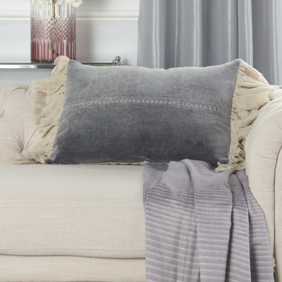 Ruffled Cotton Blend Throw Pillow