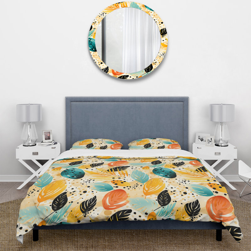 Feuilles de couleur douce - motif tropical - ensemble de housse de couette tropical