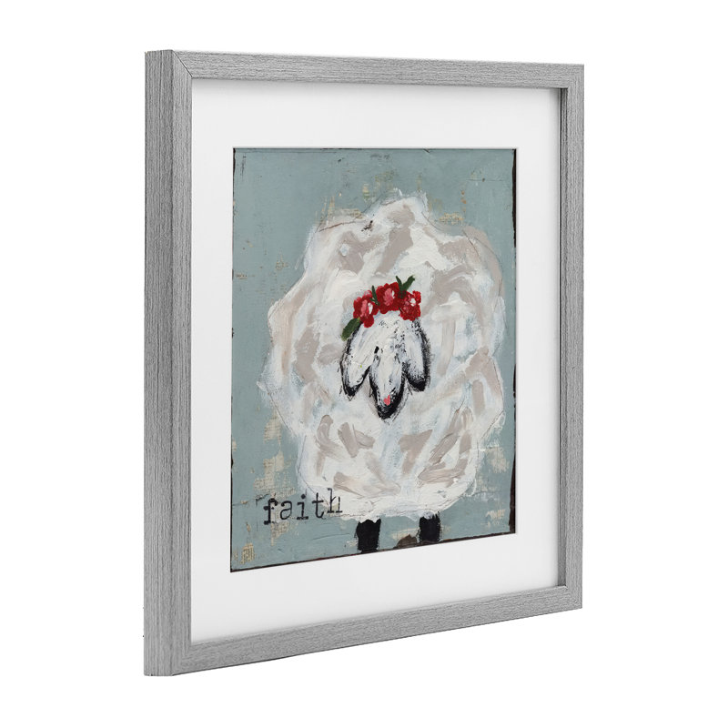 «Uplifting Faith Sheep», reproduction sous verre encadrée, design par Cassandra Cushman, H 16 po x l 16 po