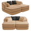 Canapé 77,2 po en tissu Teddy sans assemblage avec double chaises, canapé-lit 32D haute densité en éponge, sensation de nuage moelleux, couleur contrastante et design symétrique-725094867