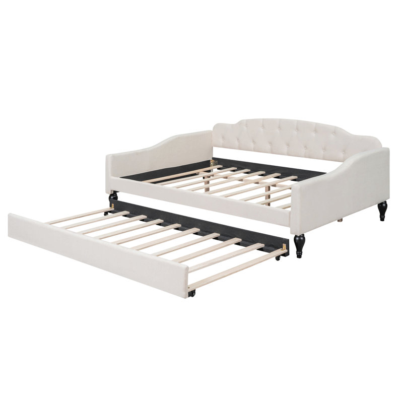 Lit de jour double capitonné capitonné, beige