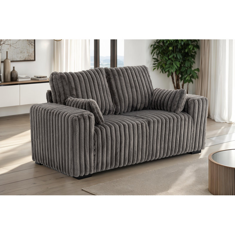 2 Seater Corduroy Sofa, Grey