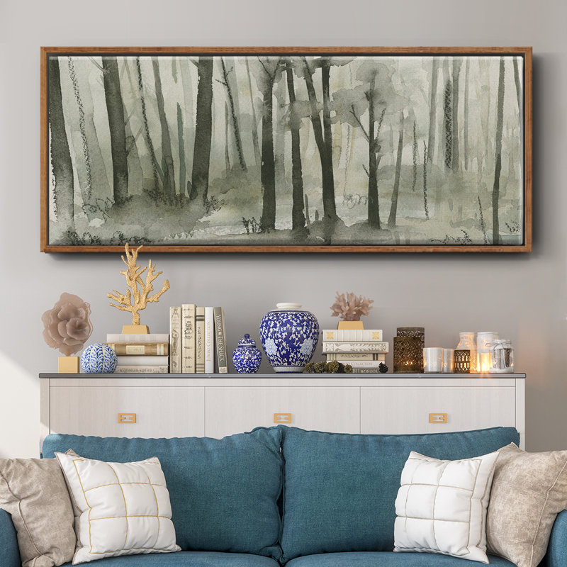 Into the Woods I- Framed Canvas, 12" H x 30" W