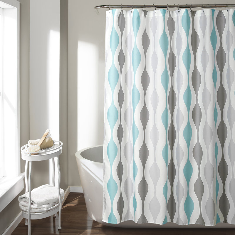 Rideau de douche Lush Decor Mid Century Geo, Bleu/gris