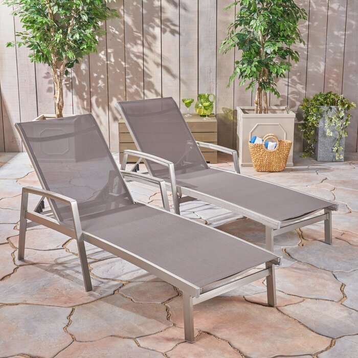 Ebern Designs Harrigan Outdoor Metal Chaise Lounge Set & Reviews | Wayfair