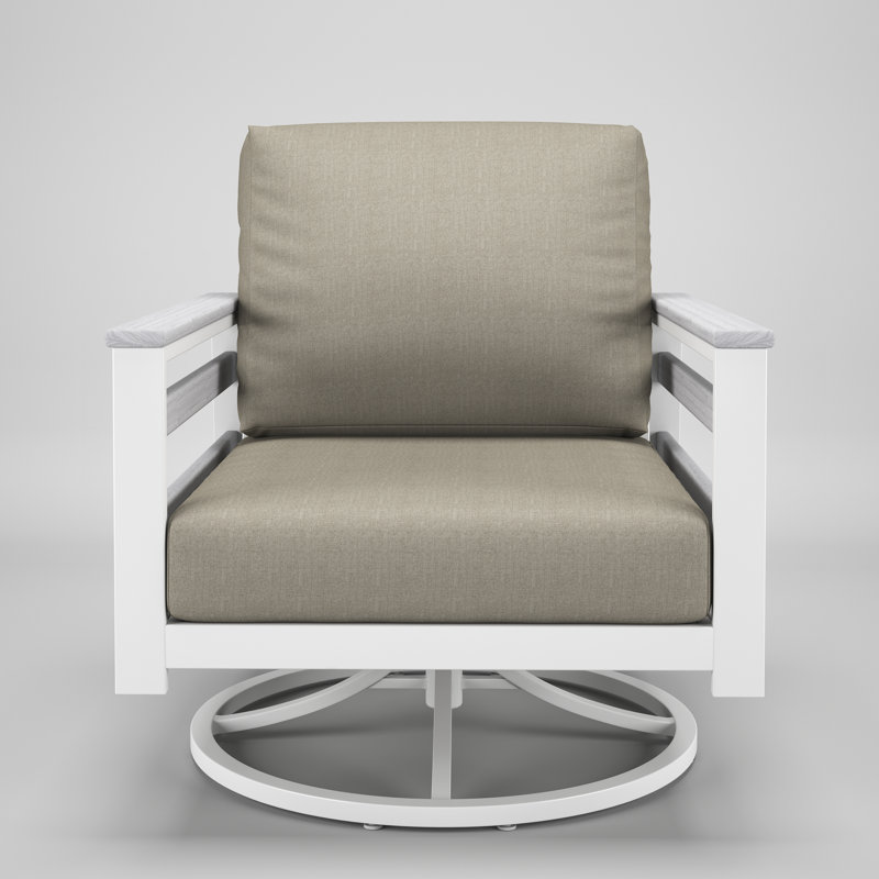 Chaise berçante d'extérieur en métal avec coussin Sunbrella Townsend, Palette colombe