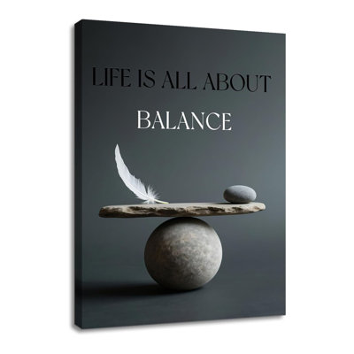 Motivational Canvas Wall Art Life Is All About Balance Print Poster Inspirational Quotes Picture Painting For Office Home Office Parlour Living Room Decoration Stretched And Framed [18''Wx24''h]