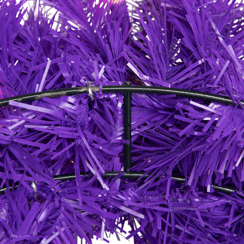 Pre-Lit Artificial Pine Christmas Wreath - 24" - Clear Lights, Purple
