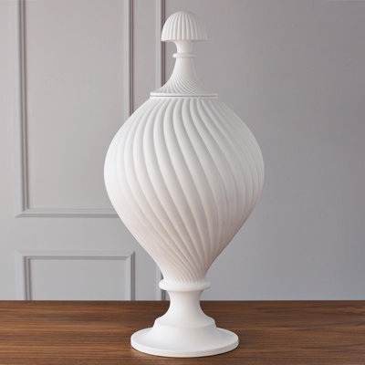 Grande Swirl Jar-Matte White