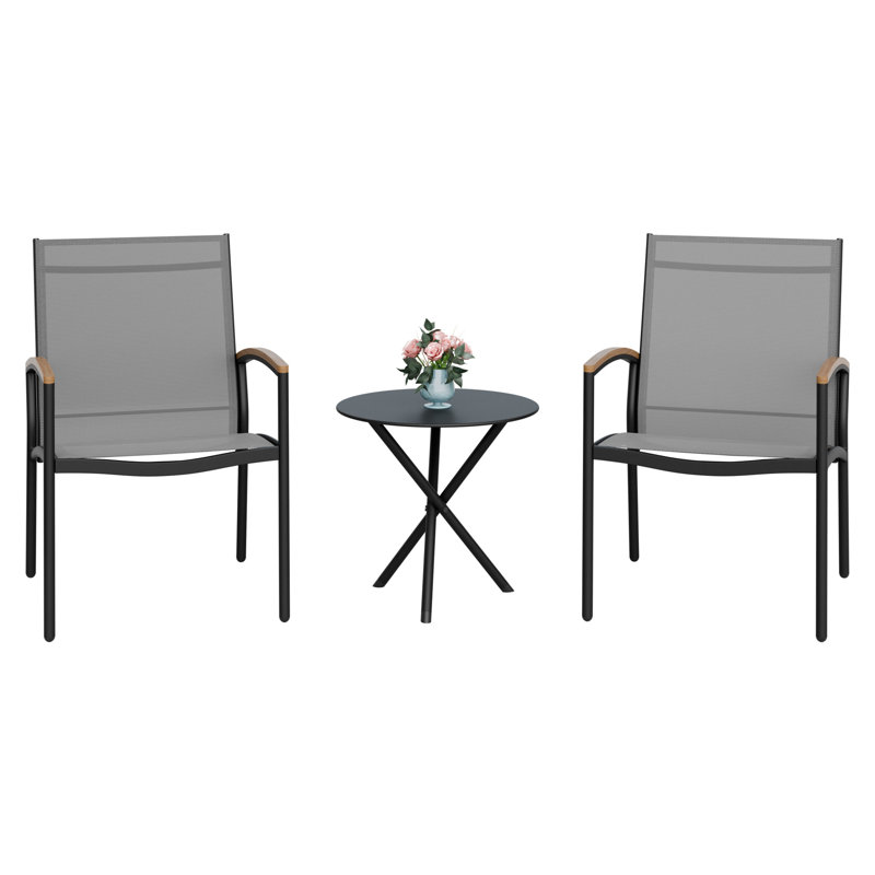 Analish 3-Piece Outdoor Conversation Set, Gray