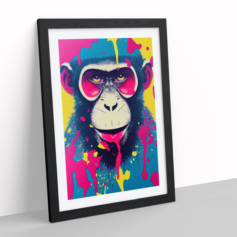Painted Monkey No.3 Abstract - Single Picture Frame Print, Black Framed, 64cm H x 46cm W x 2cm D