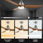 Ventilateur de plafond moderne 52 pouces à 3 pales en bois massif avec lumière et télécommande, moteur à courant continu silencieux à 10 vitesses, ventilateur de chambre à coucher, ventilateur de salon, minuterie-1387383443-1609829251