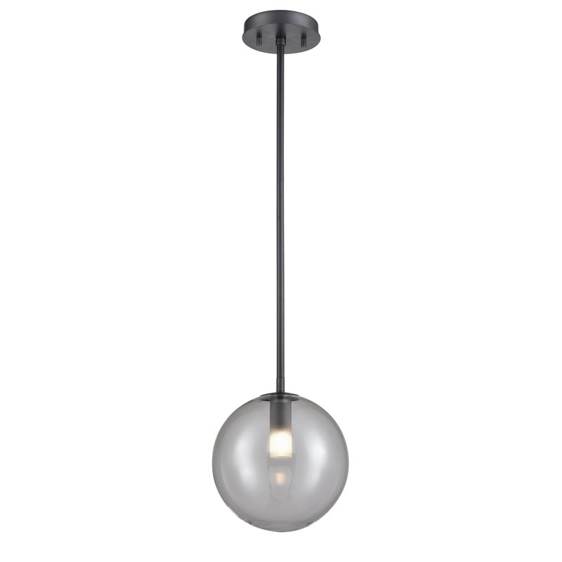 Luminaire sphère suspendu 1 lumières simple Sumner, Verre fumé, Noir