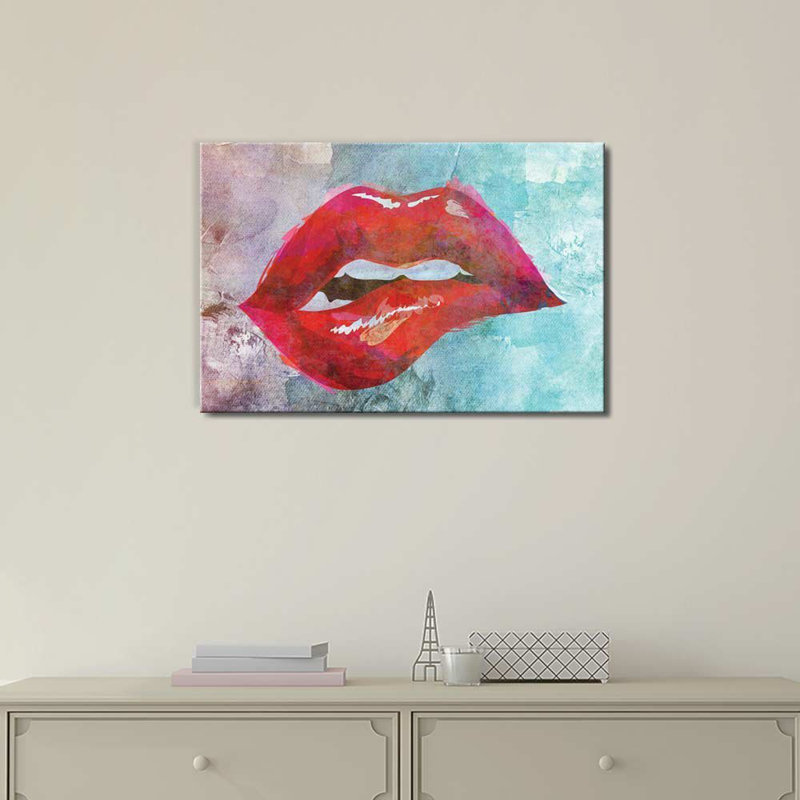 Peinture d'une piqûre à lèvres sur une aquarelle, H 24 po x l 36 po x P 1,5 po
