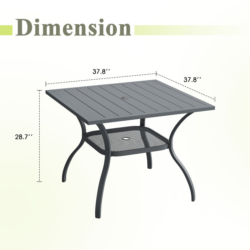 Table de salle à manger carrée extérieure de 96 cm (37,8 po) pour 4 personnes, Gris