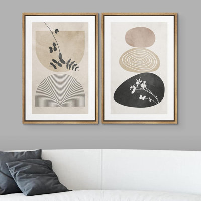 «Natural Flow Abstract Earth Tone Organic Shapes Cozy Neutral», 2 pièces sur toile