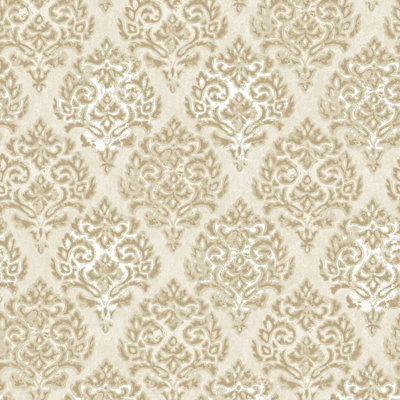 Aamari Collection Metallic Embossed Modern Damask 10.05m x 53cm Wallpaper Roll