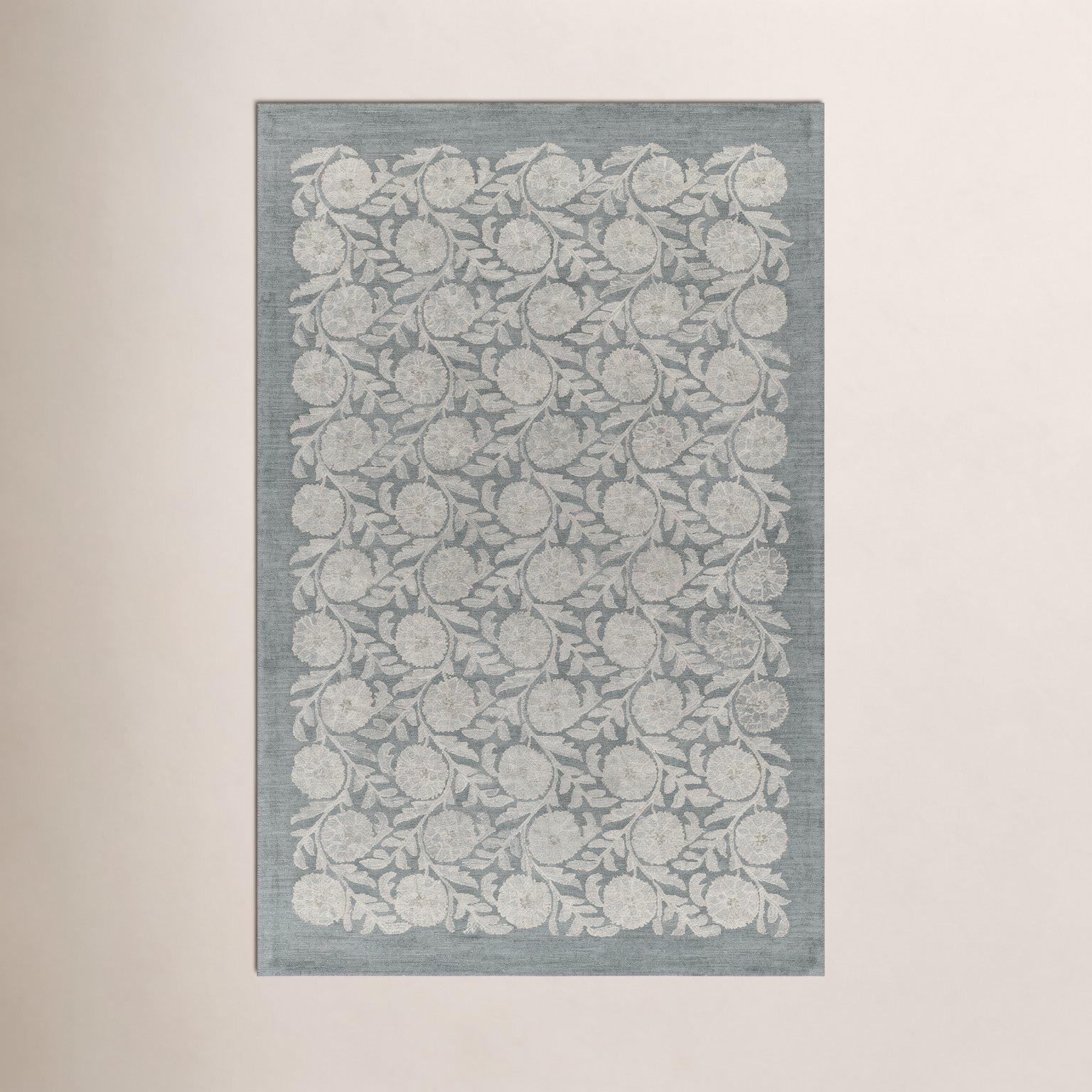 Florence Hand Tufted Wool Floral Blue Area Rug, 9' X 12'