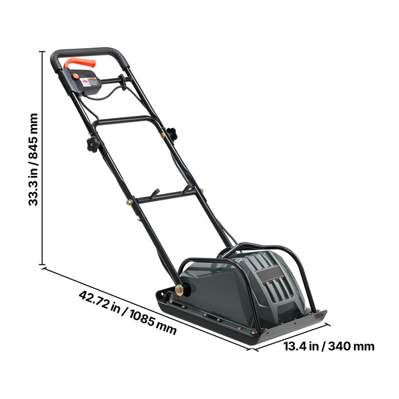 Plate Compactor, broyeur de sol électrique à puissance de 130 W, force de 5 kN, profondeur de 3,9 po, vitesse de 16 m / min, efficacité de 3304 pieds carrés / h, machine de compactage du sol alimentée au gaz pour l'allée, le trottoir, l'aménagement paysager