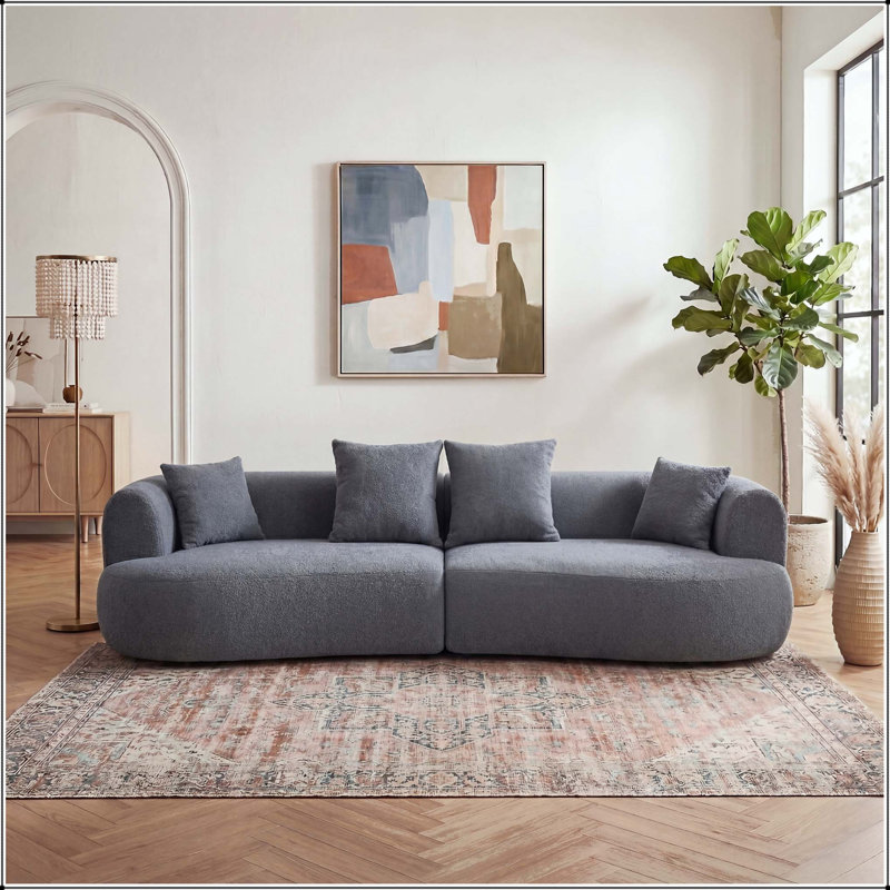 Canapé nuage sans dossier 122 po, Velours gris