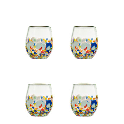10 Strawberry Street San Lucas Mexican Glassware, Stemless Wine Glass