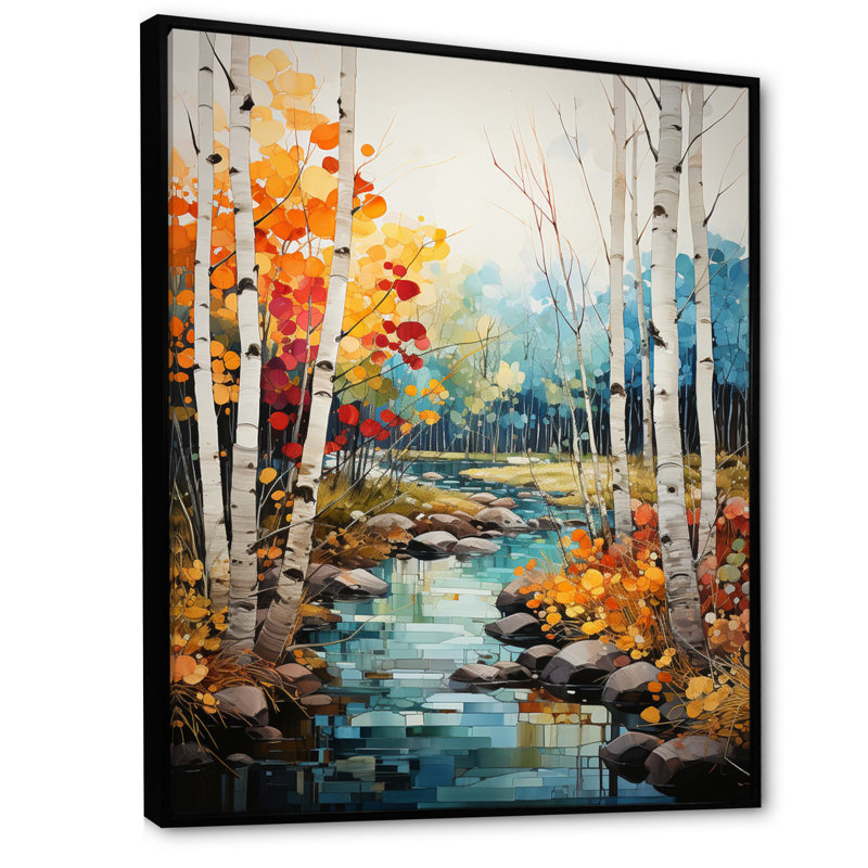 Damylah Birch Woods Autumn Harmony IV, reproduction d'art sur toile encadrée, H 32 po x l 16 po x P 1 po, Cadre flottant noir