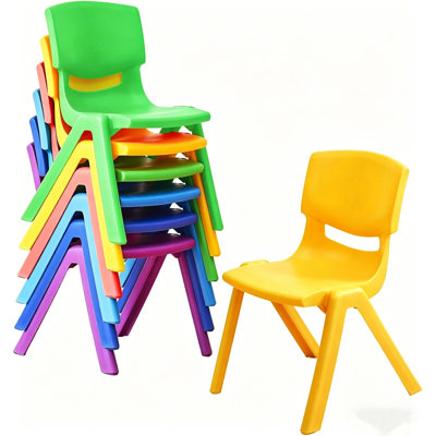 12 pièces de chaises en plastique empilables pour enfants, siège flexible pour tout-petits de 11 po pour la classe, garderie, école primaire, couleur foncée