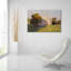 Art mural en verre rouge "Sunrise Barn" par Carol Strock Wasson-1013487601