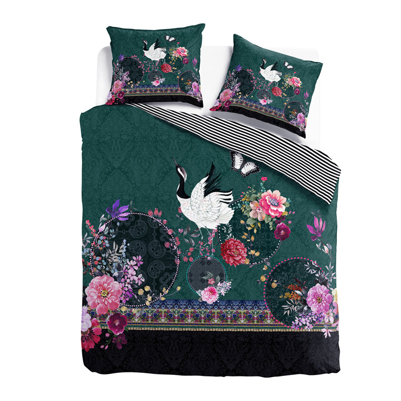 Green Satin 200 TC, 220 x 240 cm - 2 Pillowcases (60 x 70cm)