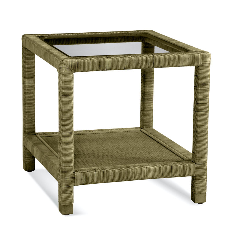 Pine Isle Glass End Table, Brass