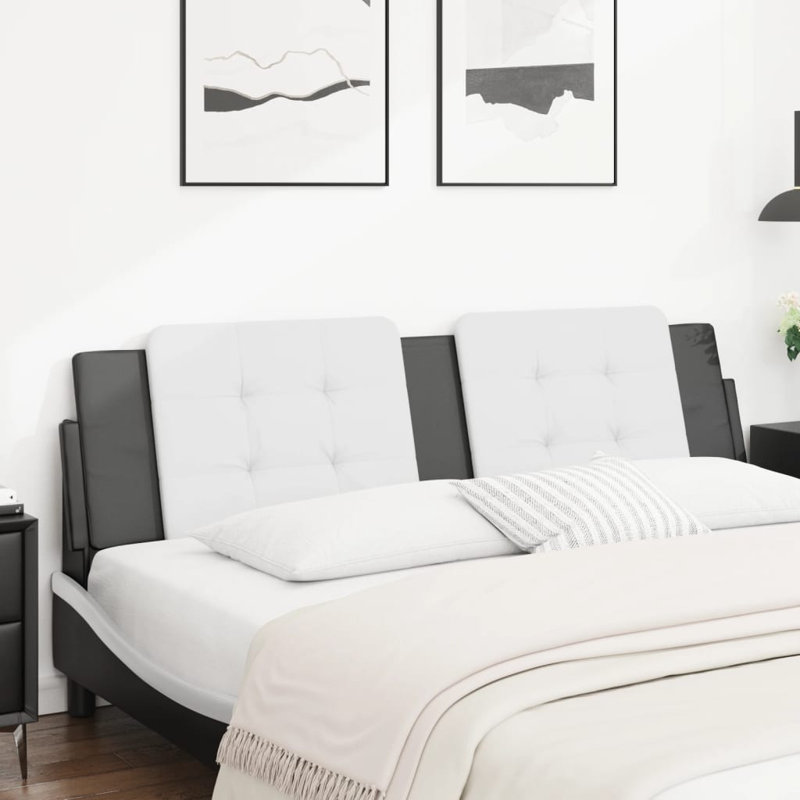 Coussin de tête de lit vidaXL en similicuir noir et blanc de 183 cm Zadar, Très grand californien, Noir et blanc