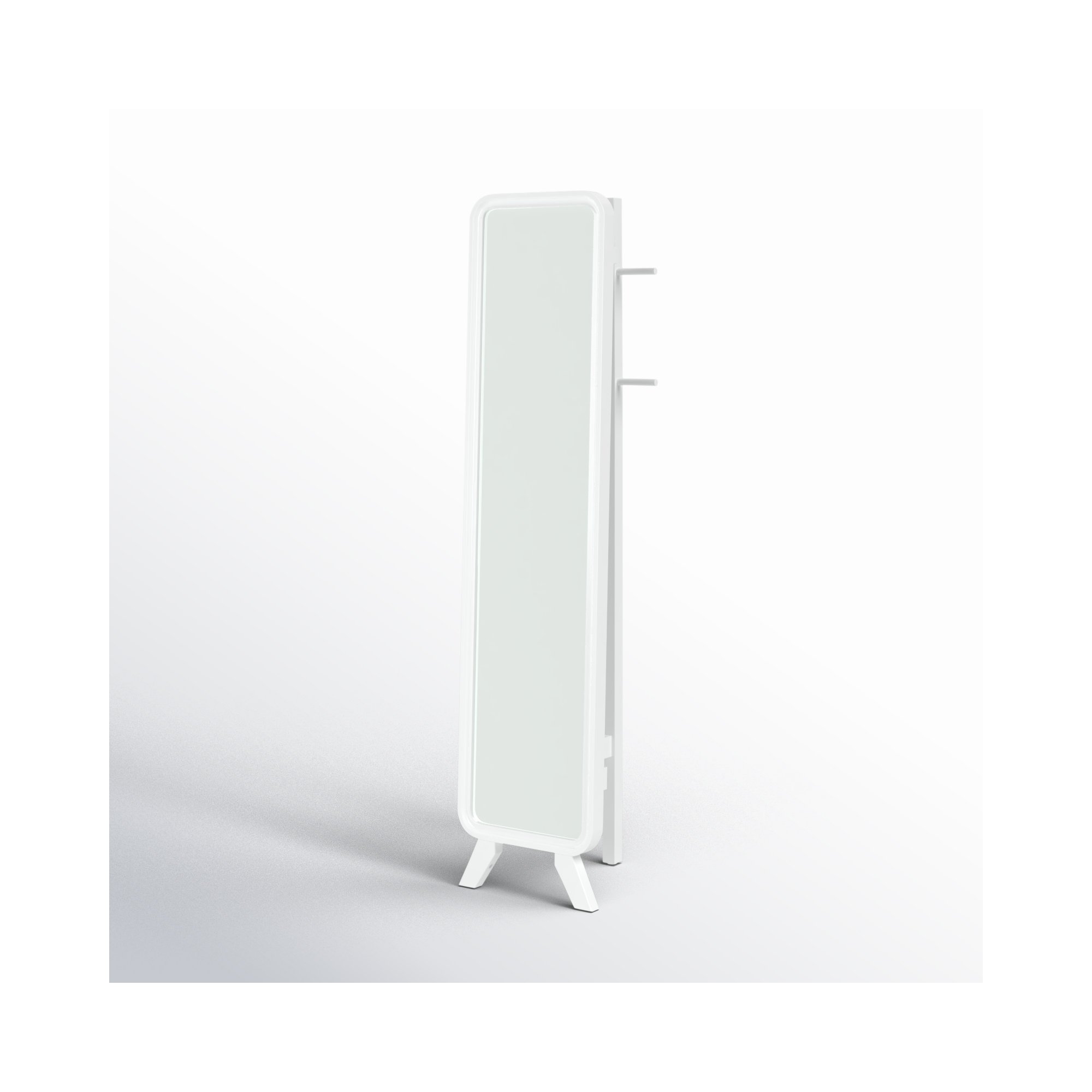 Nery Wood Floor Mirror, White