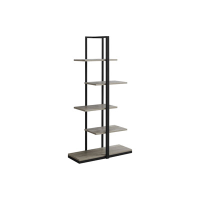 Taupe And Black Metal Bookshelf For Bedroom, Office, Living Room Asymmetrical Bookcase With Bedroom Office