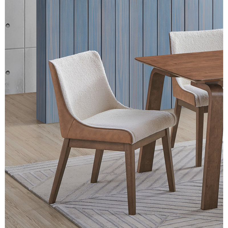Ensemble de salle à manger 5 pièces moderne et moderne avec finition noyer, table rectangulaire et 4 chaises à oreilles style rétro