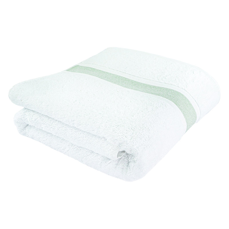 Plush Bath Towel, Green/White, 1