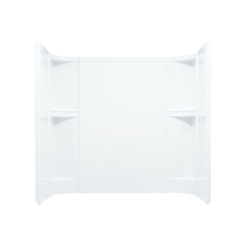 60" W x 72" H Frameless Rectangle Sliding Tub & Shower Kit with Towel Bar and Base Included, White, Silver