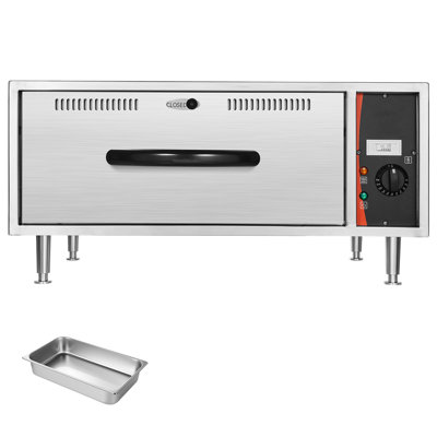Commercial Electric Drawer Warmer, Single-Drawer Stainless Steel Food Warmer, Freestanding Standard Warming Drawer Cabinet, 85°F–185°F Wide Temperature Range, for Restaurant, Hotel & Bakery