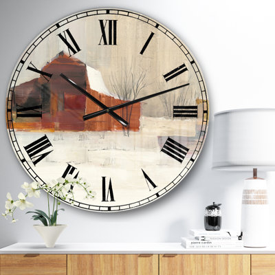 Hiver à la ferme - Horloge murale