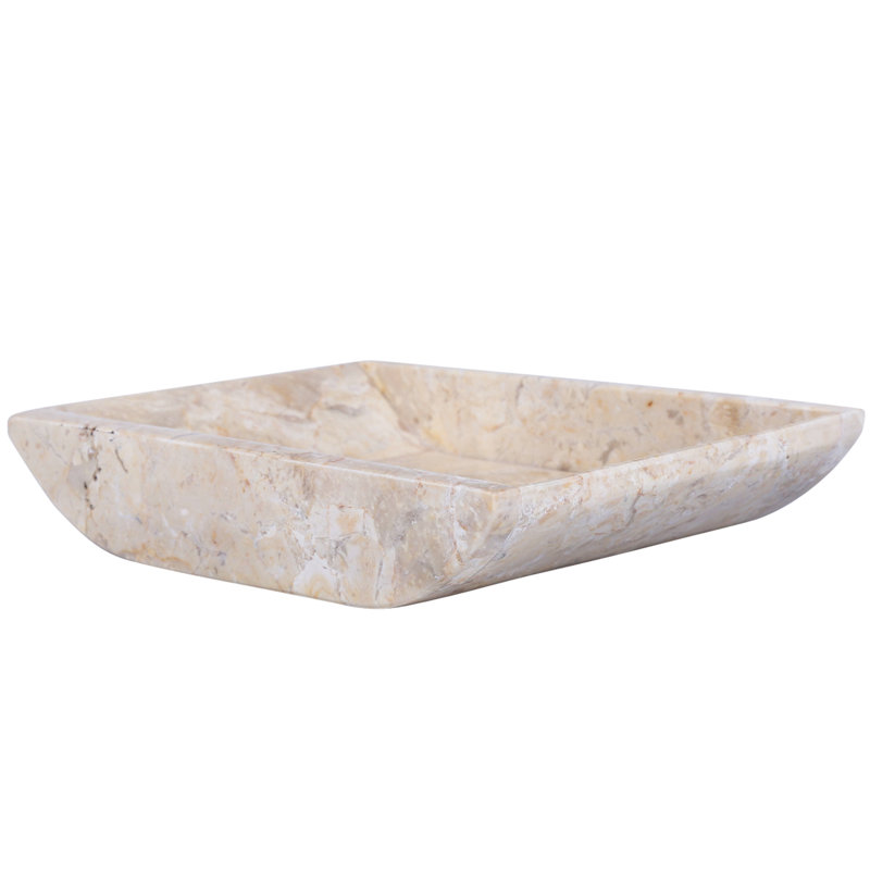 Creative Home Natural Champagne Marble Boat Shaped Candle Holder Tray Accessory Organize Tray Bathroom Countertop Organizer