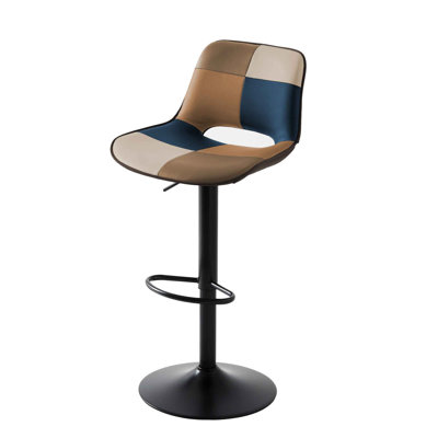 Ensemble de 2 tabourets de bar en similicuir à hauteur réglable, structure en métal noir robuste pour îlot de cuisine