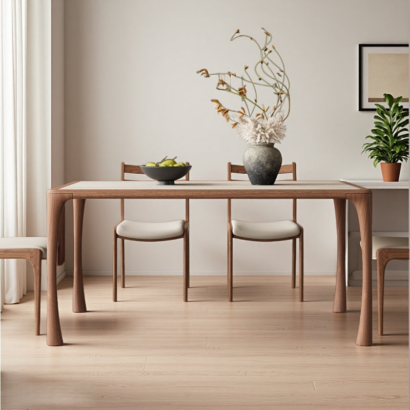 Table de salle à manger simple et rétro en bois massif