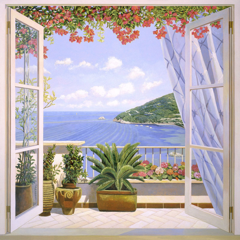 Window On The Sea by Andrea Del Missier - Wrapped Canvas Print, 70 cm H x 70 cm W