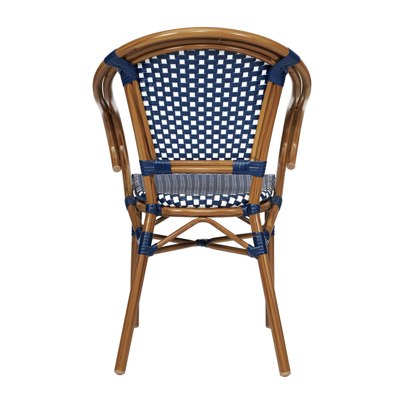 Chaise bistro empilable Damore, Blanc / bleu marine