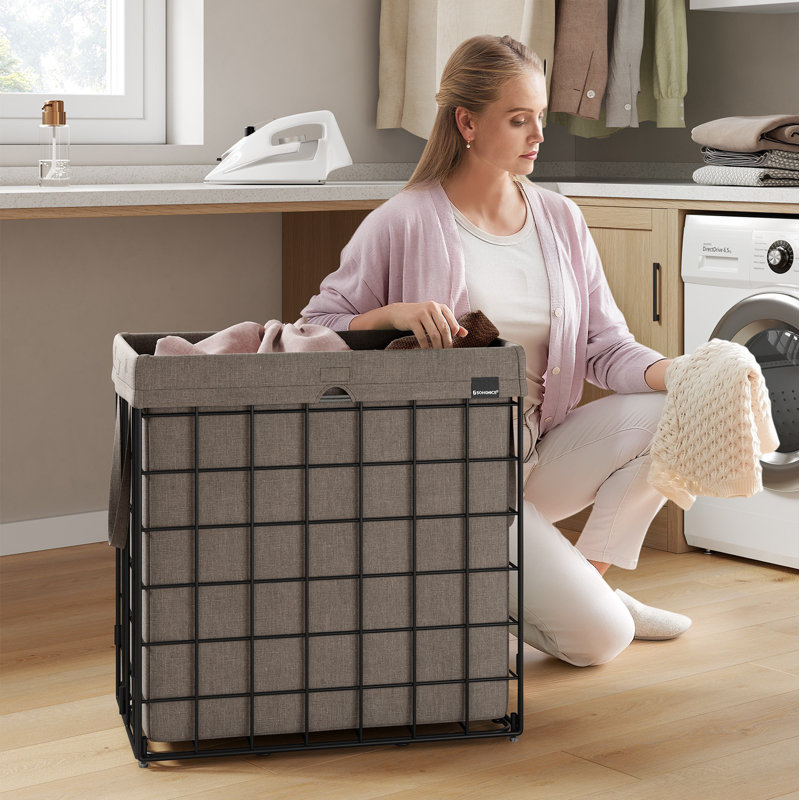 Laundry Hamper, 29 Gal. (110L) Laundry Basket, Collapsible Clothes Hamper, Removable And Washable Liner, Metal Wire Frame, For Bedroom Bathroom