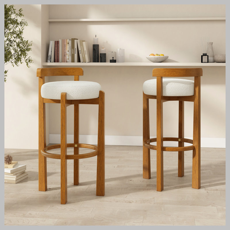 Ensemble de 2 tabourets de bar en bois Elise, Blanc