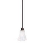 Edge Stem Hung Mini Pendant Shown In Espresso Finish With 5.5" Fluted Italian Ice Glass