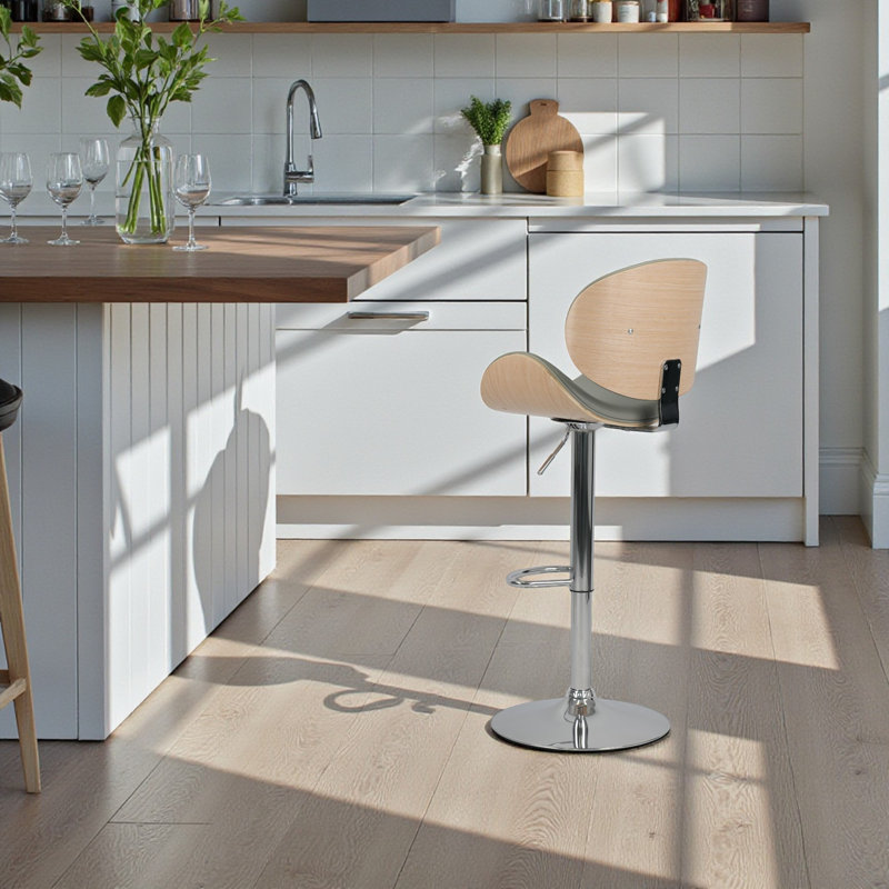 Tabourets de bar pivotants rembourrés modernes Zager, 6, Gris
