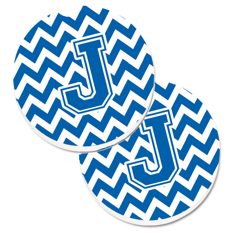 Sous-verre pour voiture, J, Blanc / Bleu
